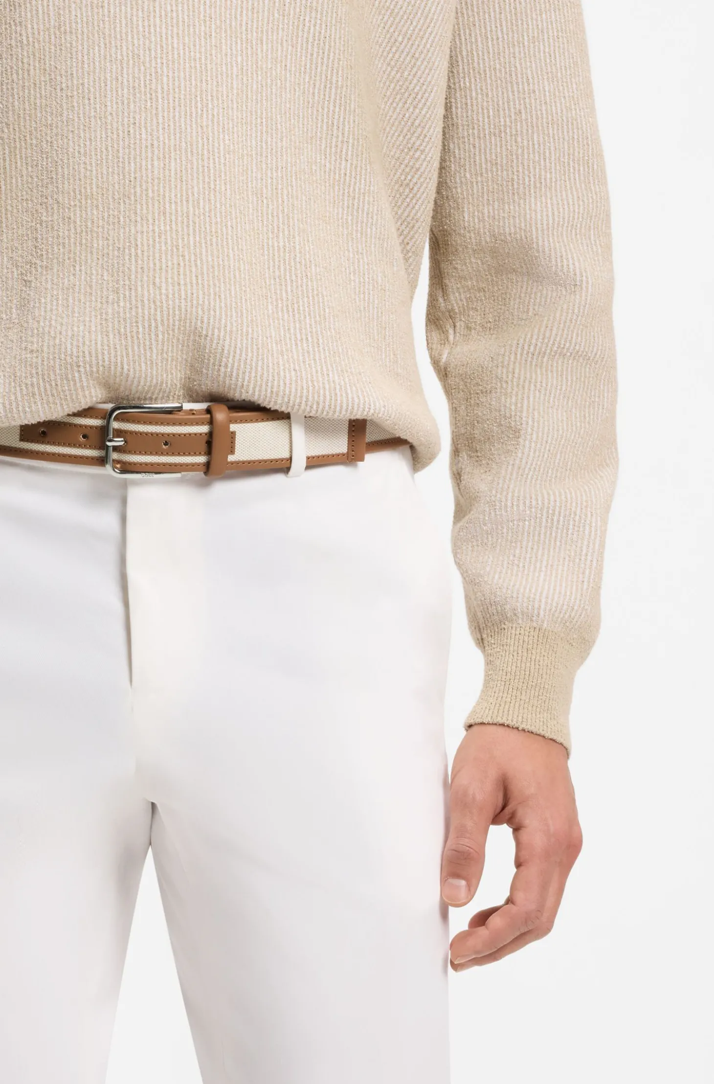 Gürtel aus Leder und Canvas mit Dornschließe