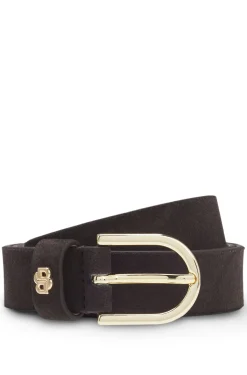 Gürtel aus Veloursleder mit goldfarbenem Double-B-Monogramm