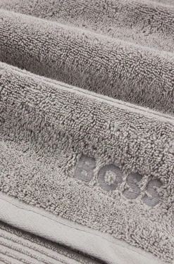 Gästehandtuch aus Baumwolle in Silber mit Logo-Stickerei
