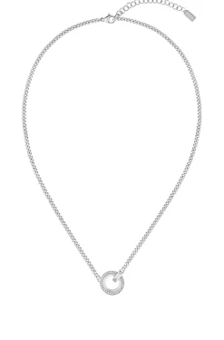 Halskette mit Kristallring und Logo-Glied