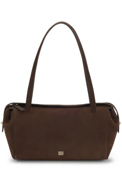 Handtasche aus Veloursleder-Imitat mit metallenem Stack-Logo
