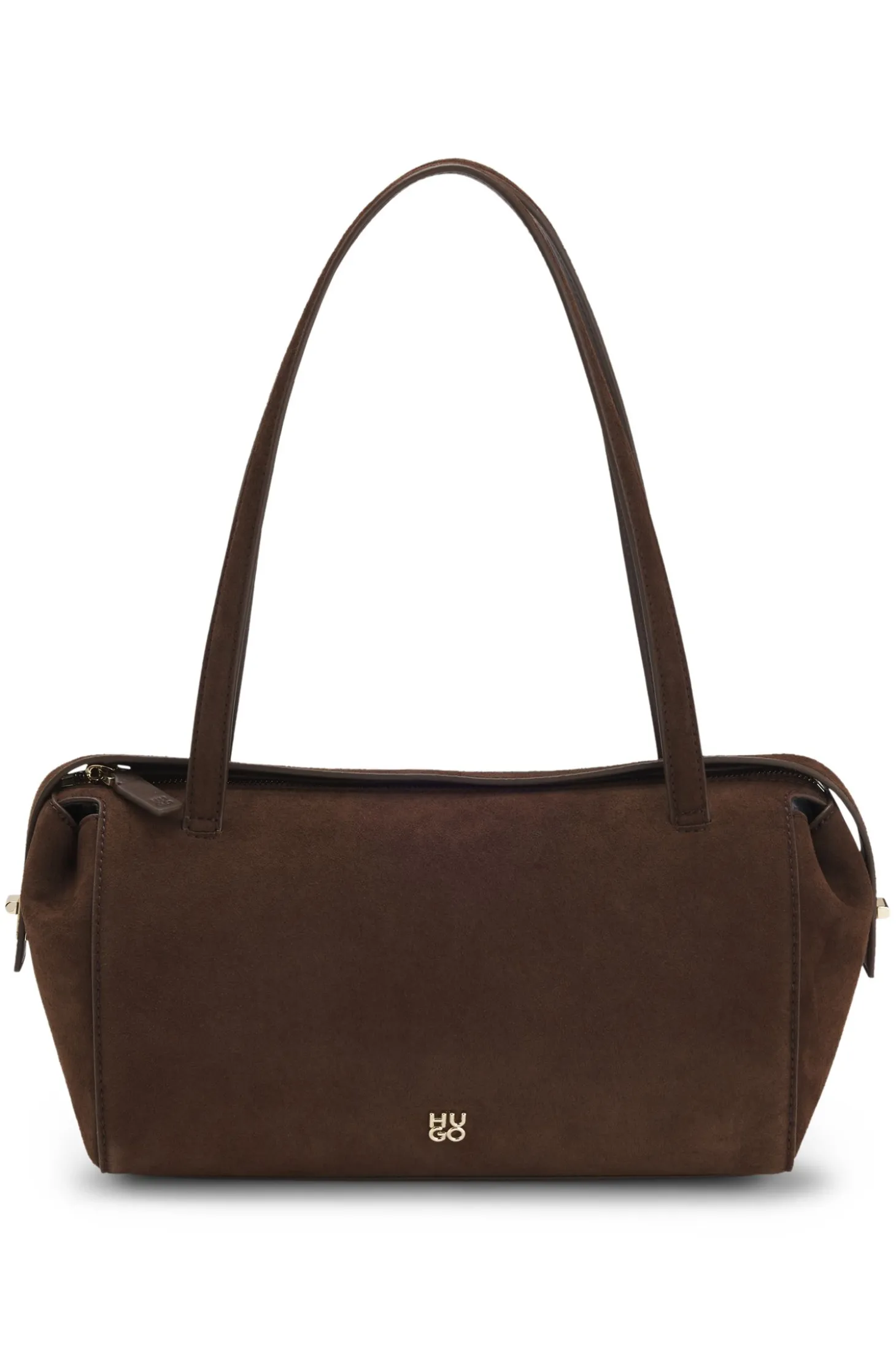 Handtasche aus Veloursleder-Imitat mit metallenem Stack-Logo
