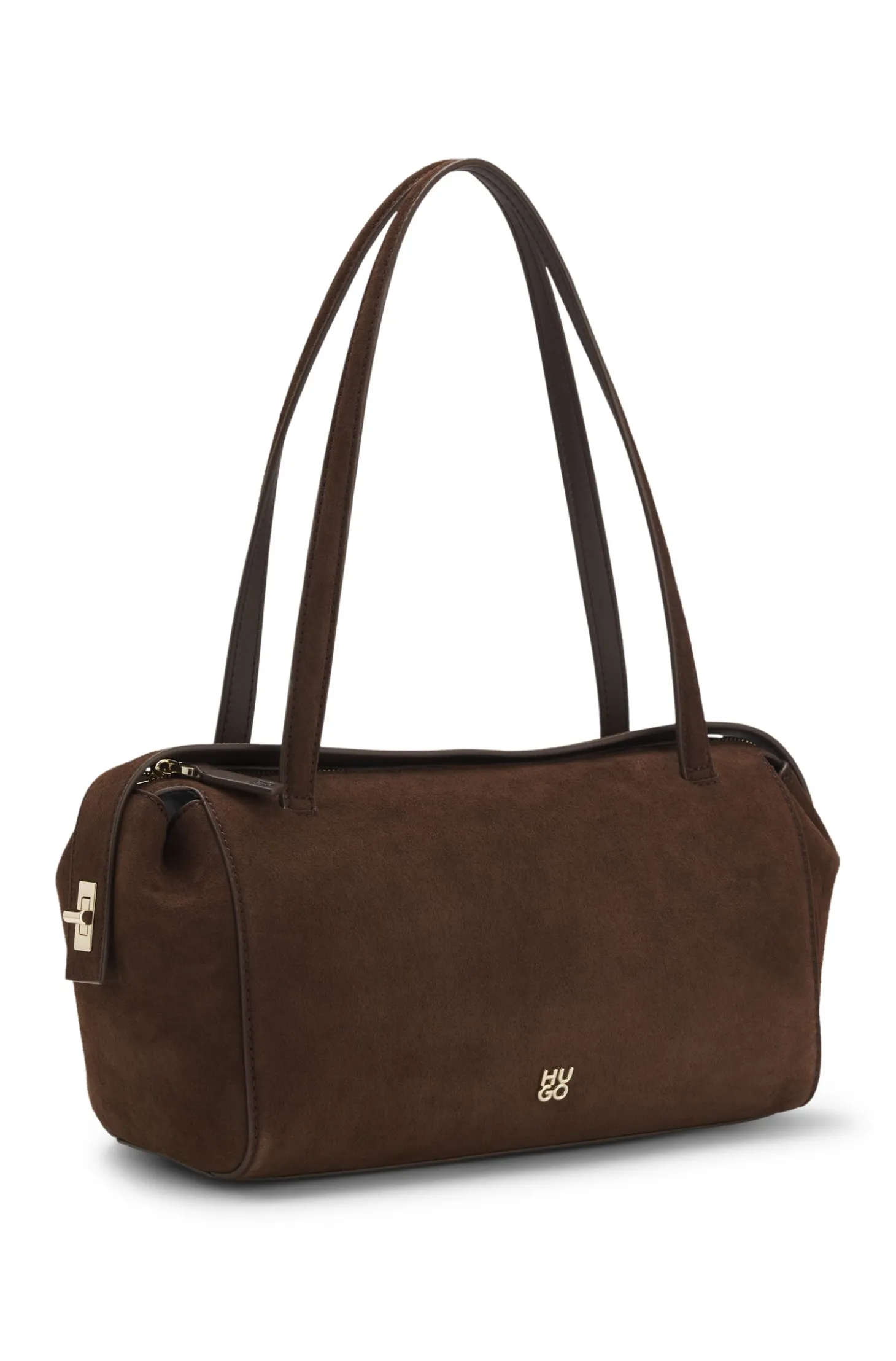Handtasche aus Veloursleder-Imitat mit metallenem Stack-Logo