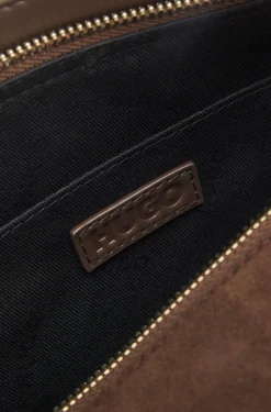 Handtasche aus Veloursleder-Imitat mit metallenem Stack-Logo