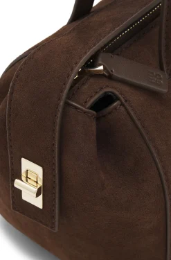 Handtasche aus Veloursleder-Imitat mit metallenem Stack-Logo