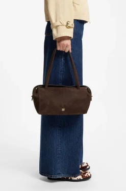 Handtasche aus Veloursleder-Imitat mit metallenem Stack-Logo