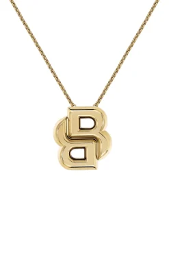 Hellgelbgoldfarbene Halskette mit Double-B-Monogramm