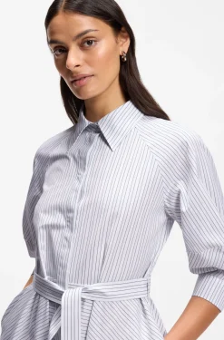 Hemdblusenkleid aus Baumwoll-Popeline mit Streifen-Muster
