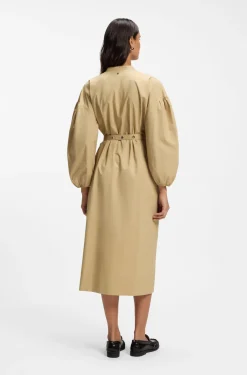 Hemdblusenkleid aus Baumwoll-Popeline mit Ösen-Gürtel
