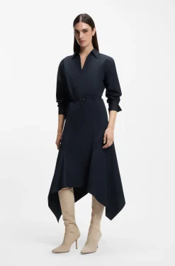 Hemdblusenkleid aus Baumwoll-Popeline mit Gürtel