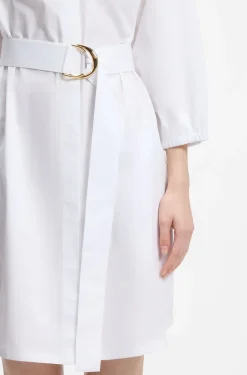 Hemdblusenkleid aus Baumwoll-Popeline mit Gürtel mit Schließe