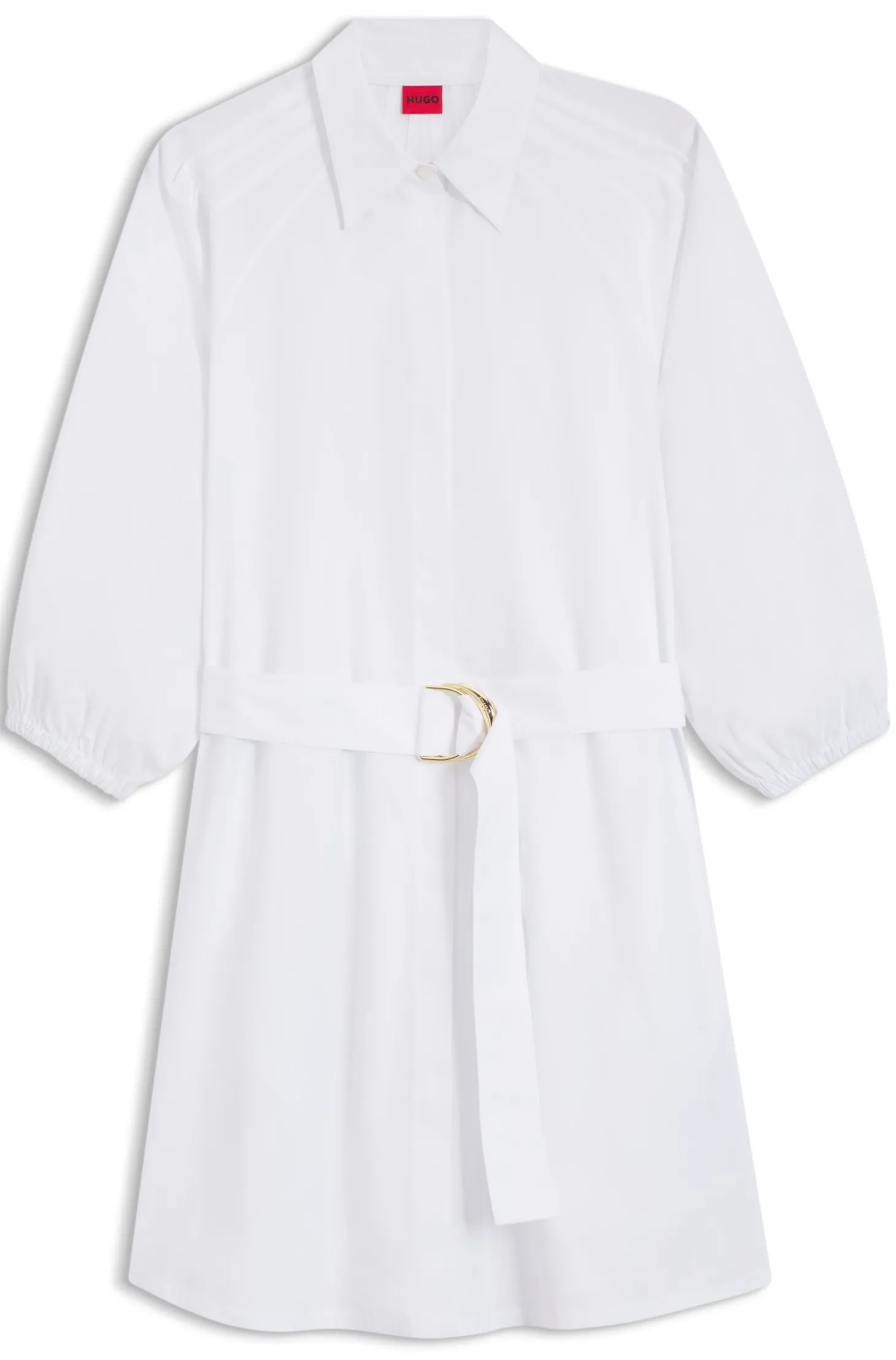 Hemdblusenkleid aus Baumwoll-Popeline mit Gürtel mit Schließe