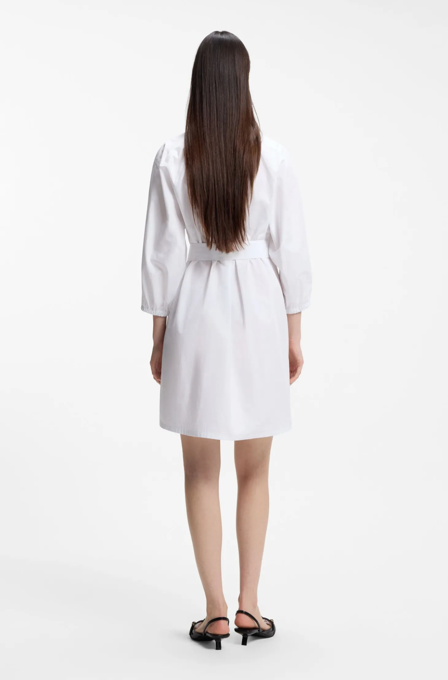 Hemdblusenkleid aus Baumwoll-Popeline mit Gürtel mit Schließe