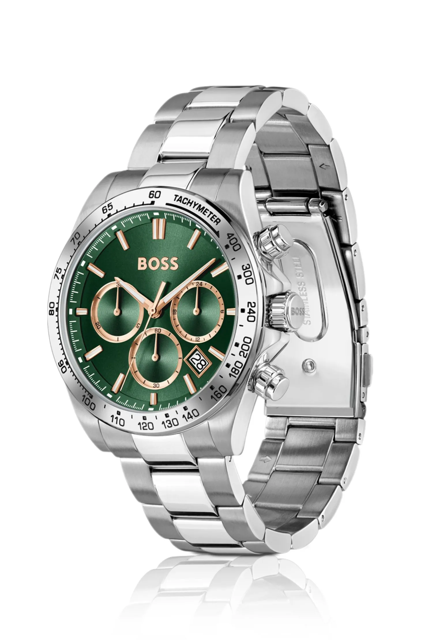 HERO 2.0 Chronograph mit grünem Zifferblatt und Edelstahlarmband