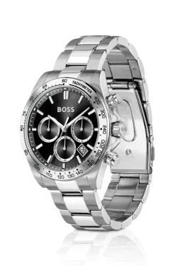 Hero 2.0 Chronograph mit schwarzem Zifferblatt und Edelstahlarmband