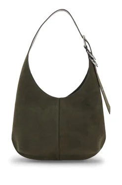 Hobo Bag aus Kunst-Veloursleder mit Metalldetails