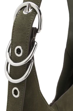 Hobo Bag aus Kunst-Veloursleder mit Metalldetails