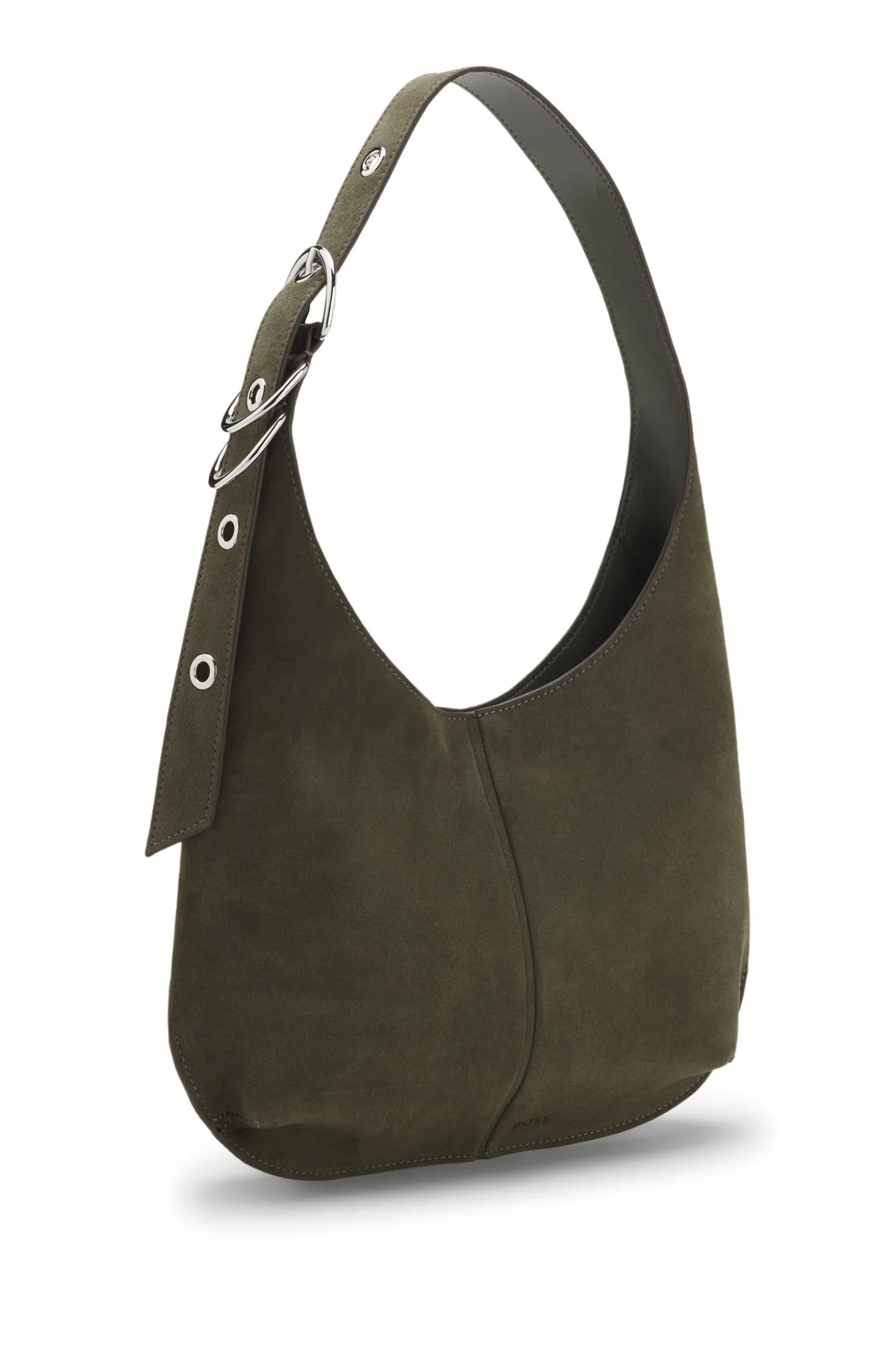 Hobo Bag aus Kunst-Veloursleder mit Metalldetails