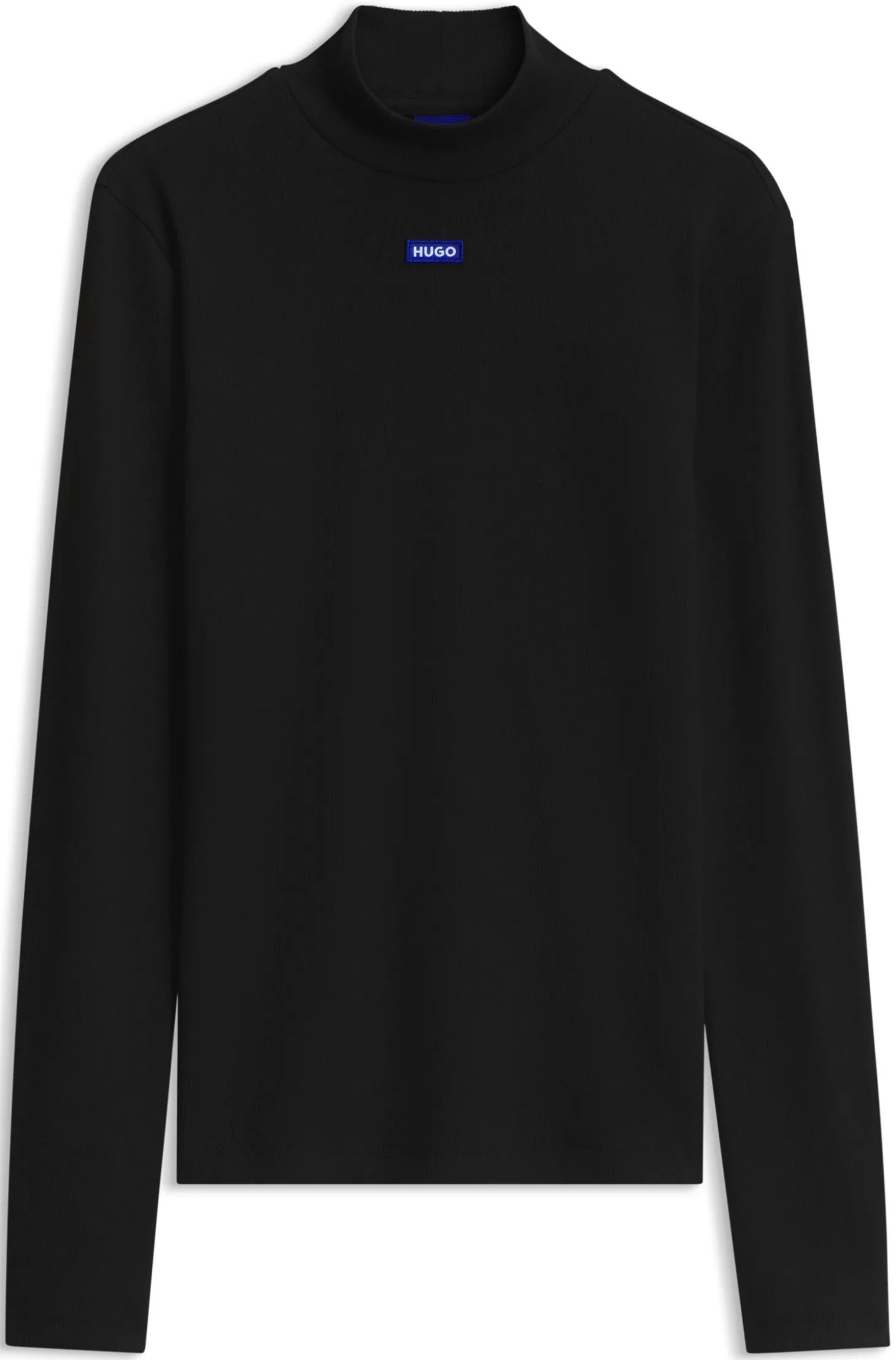 Hochgeschlossenes Top aus Stretch-Baumwolle mit Logo-Badge