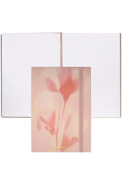 Holographic floral-print notebook with elastic closure