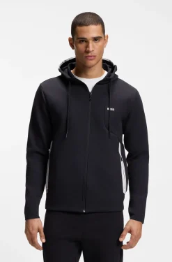 Hoodie aus Baumwoll-Mix mit Reißverschluss und Kontrast-Details