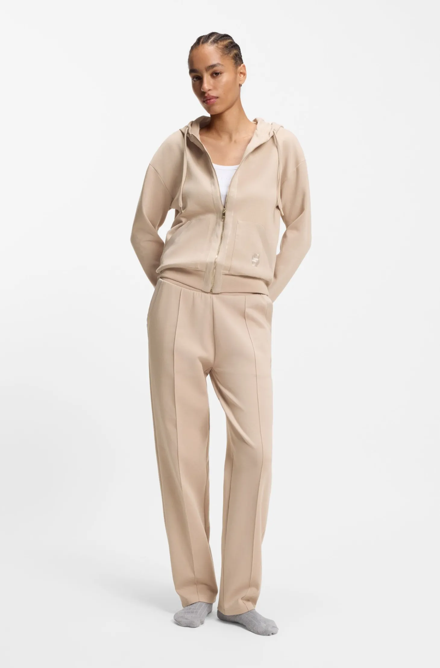 Hoodie aus Baumwoll-Mix mit Reißverschluss und Double-B-Monogramm