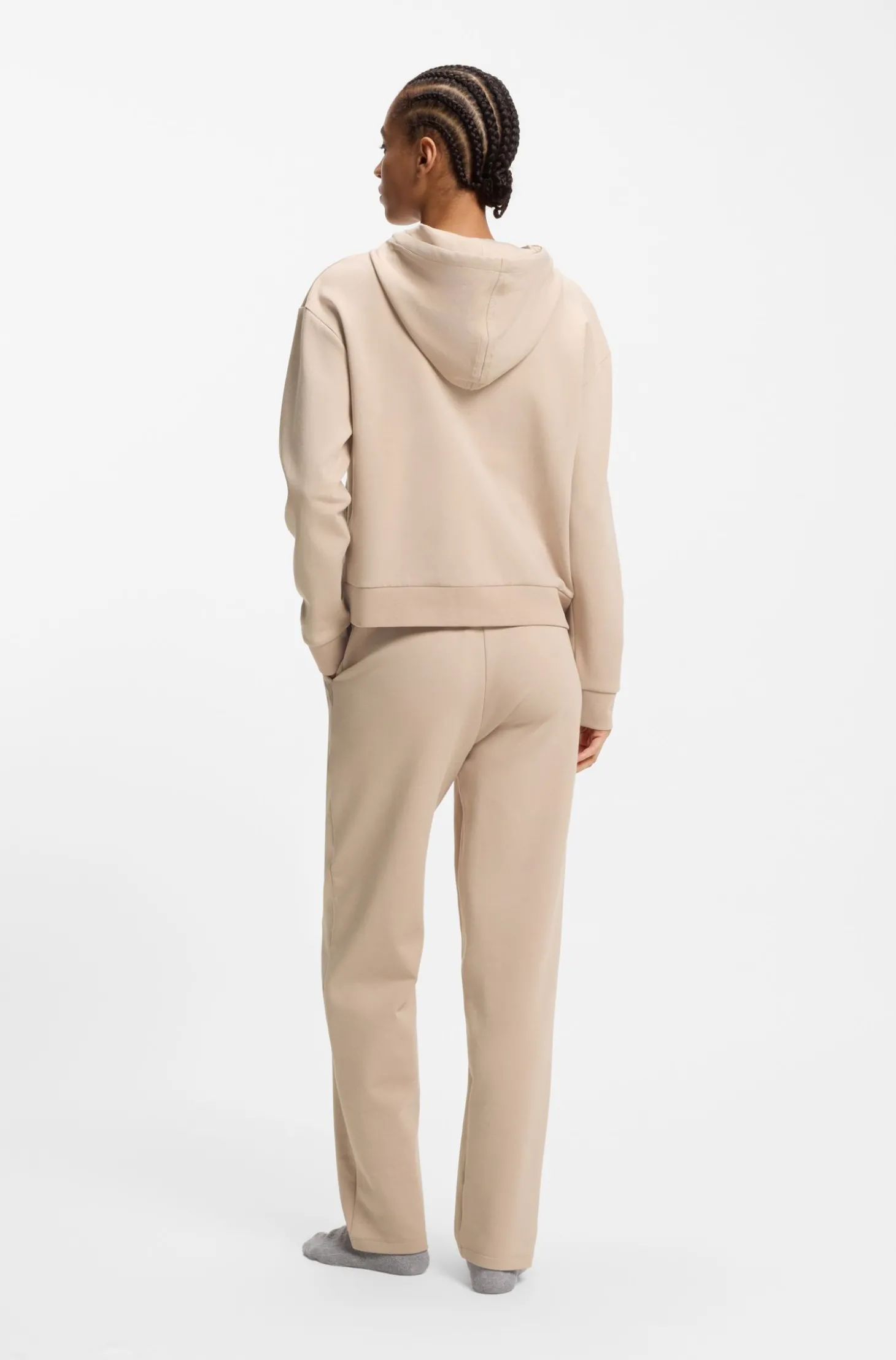 Hoodie aus Baumwoll-Mix mit Reißverschluss und Double-B-Monogramm