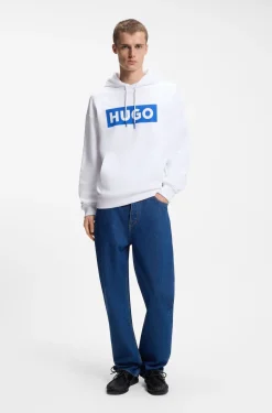 Hoodie aus Baumwoll-Terry mit rechteckigem Logo-Print