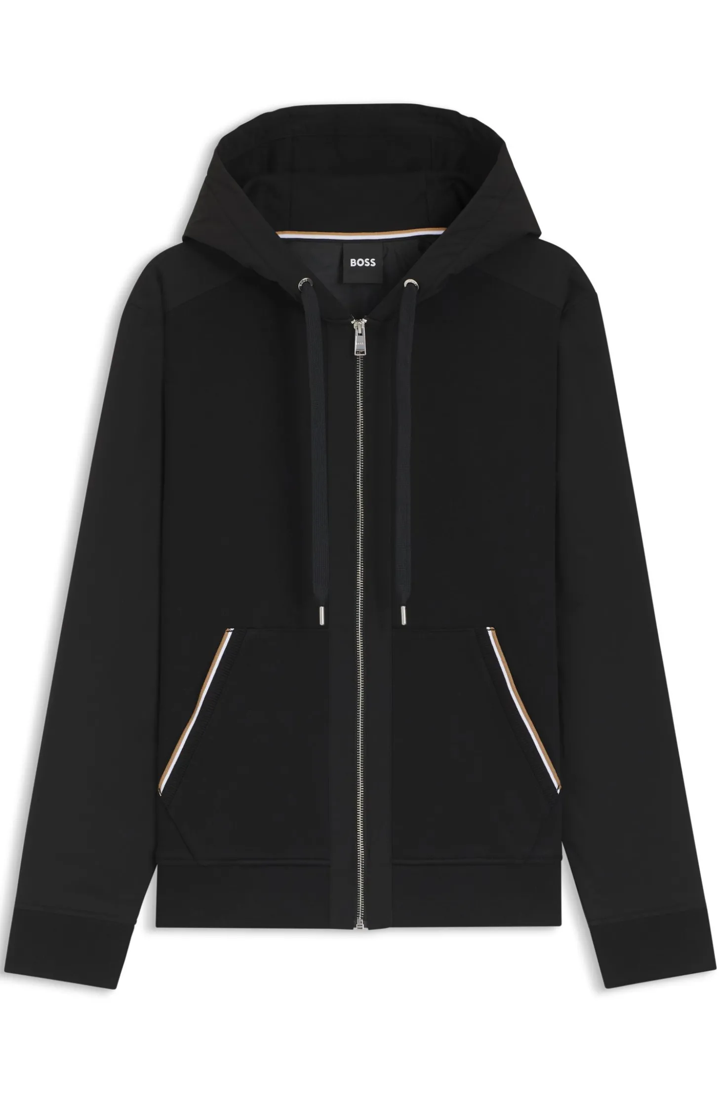 Hoodie aus Baumwoll-Terry mit Signature-Streifen-Besatz