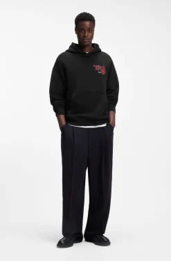 Hoodie aus Baumwoll-Terry mit Rosen-Artwork