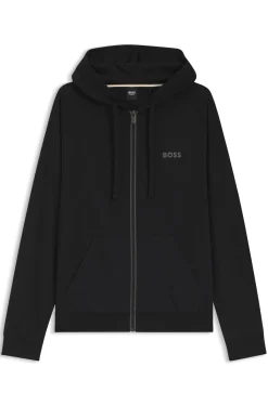 Hoodie aus Baumwoll-Terry mit kontrastfarbenem Reißverschluss