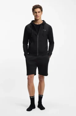 Hoodie aus Baumwoll-Terry mit kontrastfarbenem Reißverschluss