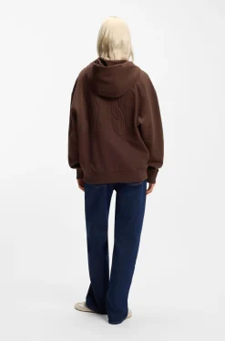 Hoodie aus Baumwoll-Terry mit Reißverschluss und Logo-Prägungen