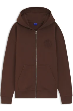 Hoodie aus Baumwoll-Terry mit Reißverschluss und Logo-Prägungen