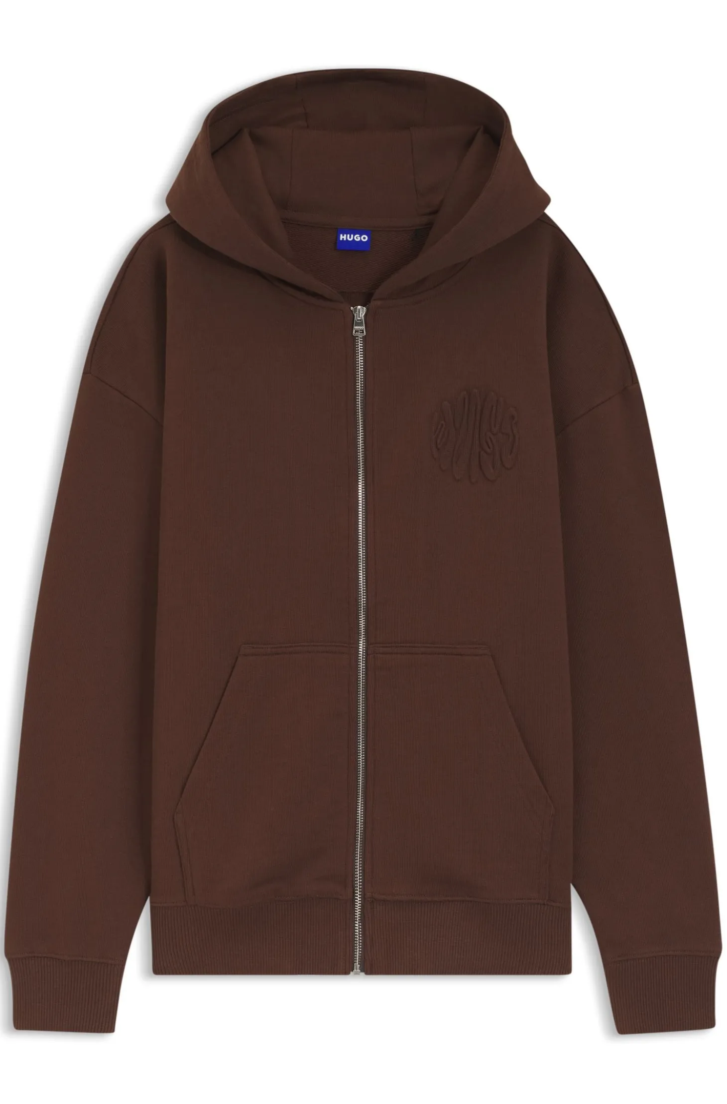 Hoodie aus Baumwoll-Terry mit Reißverschluss und Logo-Prägungen