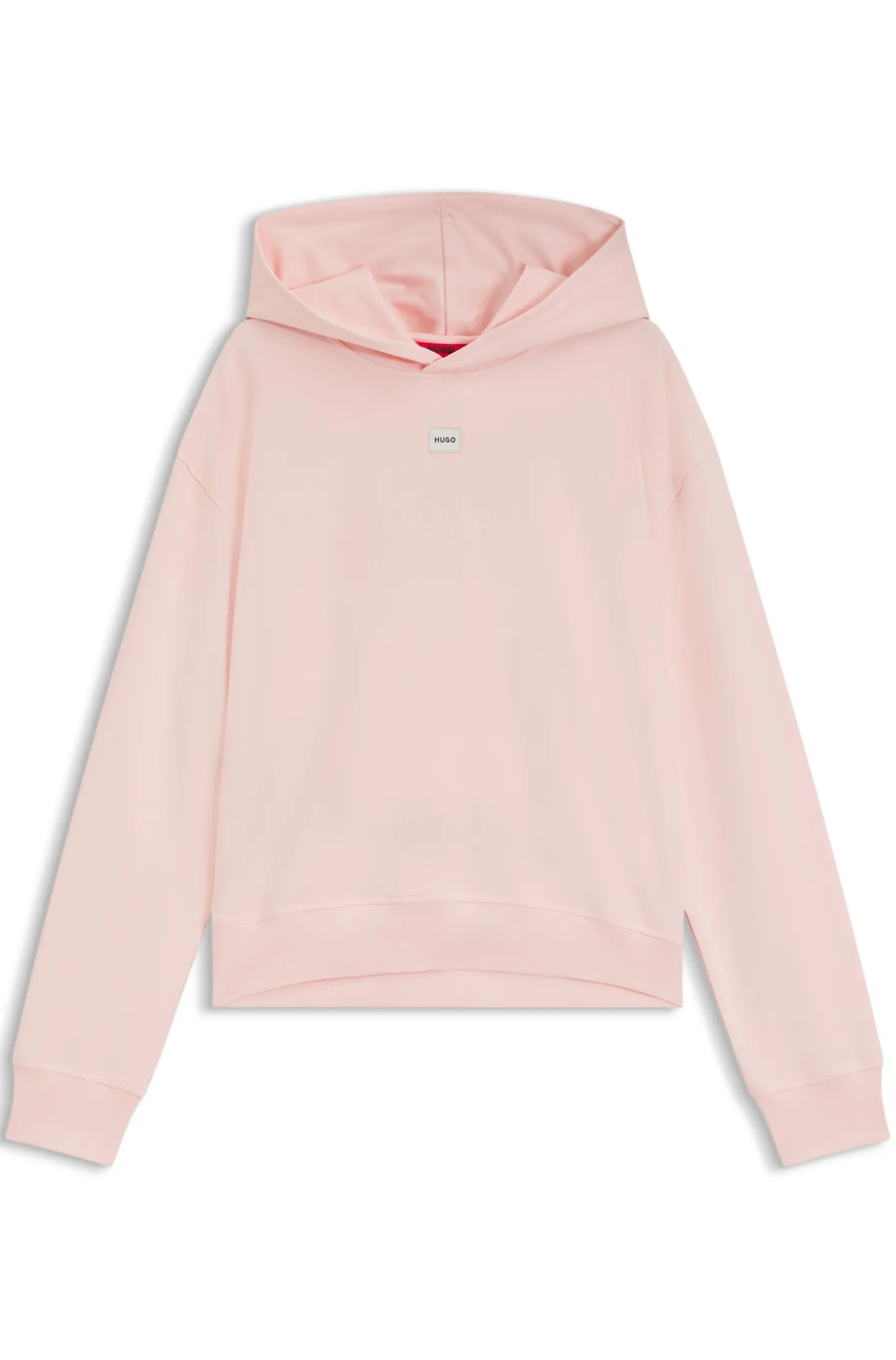 Hoodie aus Stretch-Jersey mit rotem Logo-Label