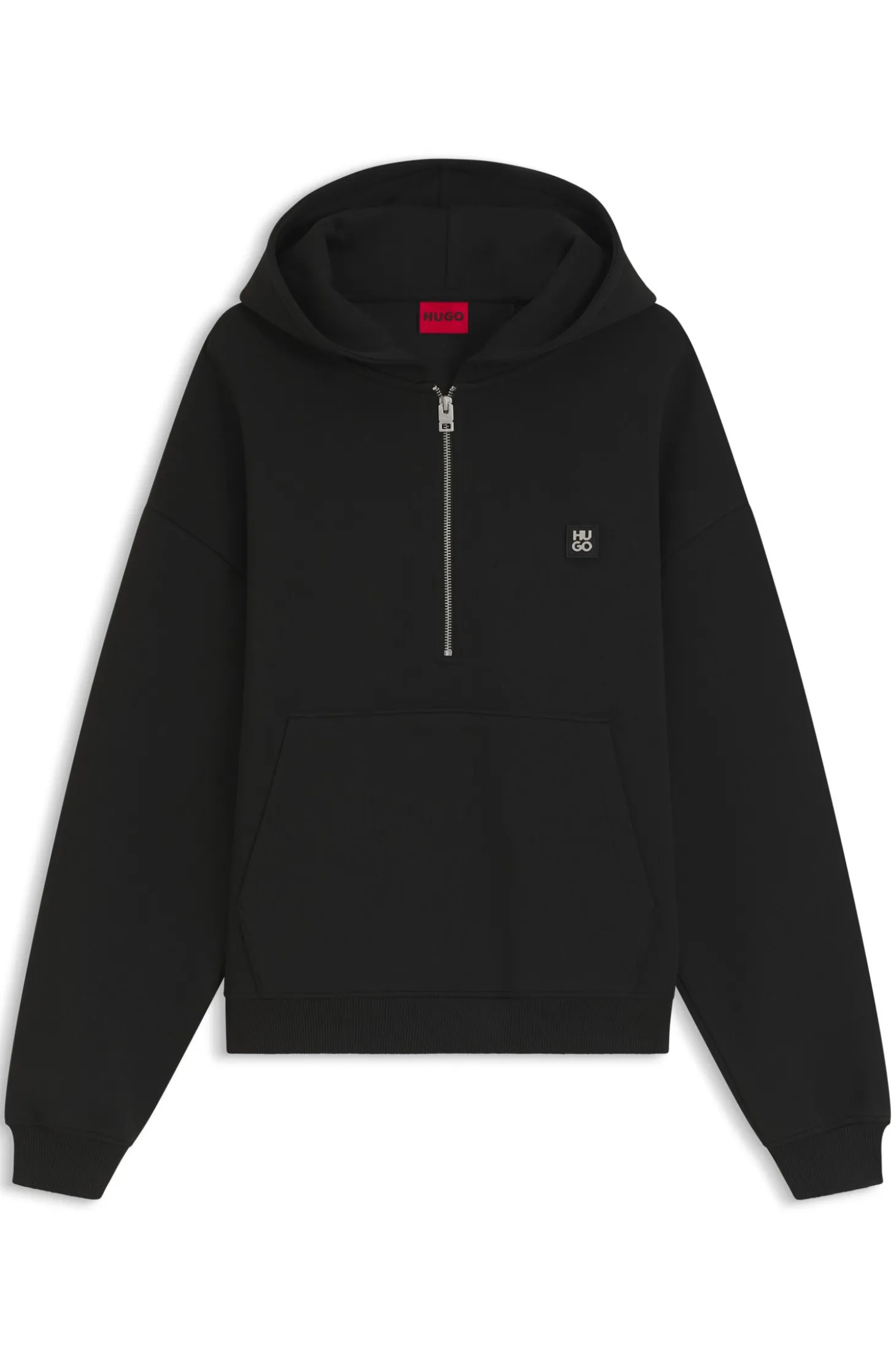 Hoodie aus strukturiertem Baumwoll-Mix mit Reißverschluss am Kragen