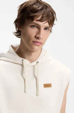 Hoodie ohne Ärmel aus Baumwoll-Terry mit Logo-Aufnäher