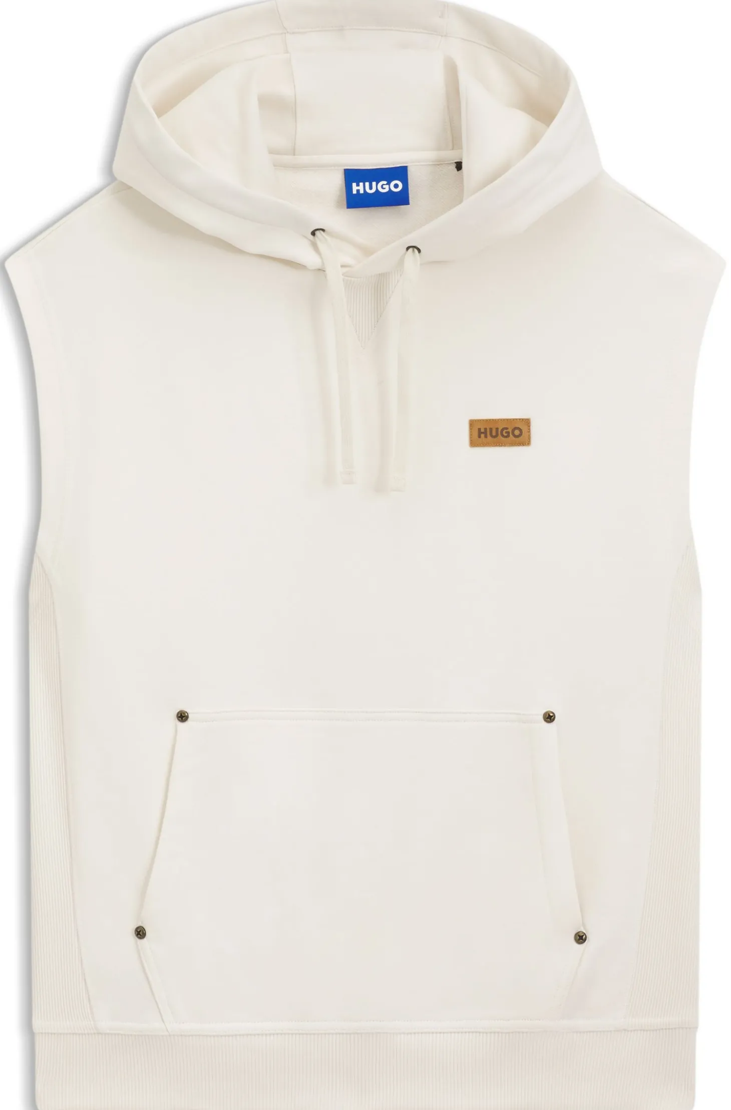 Hoodie ohne Ärmel aus Baumwoll-Terry mit Logo-Aufnäher