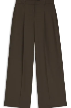 Hose aus Stretch-Gewebe mit weitem Beinverlauf und Bundfalten vorne