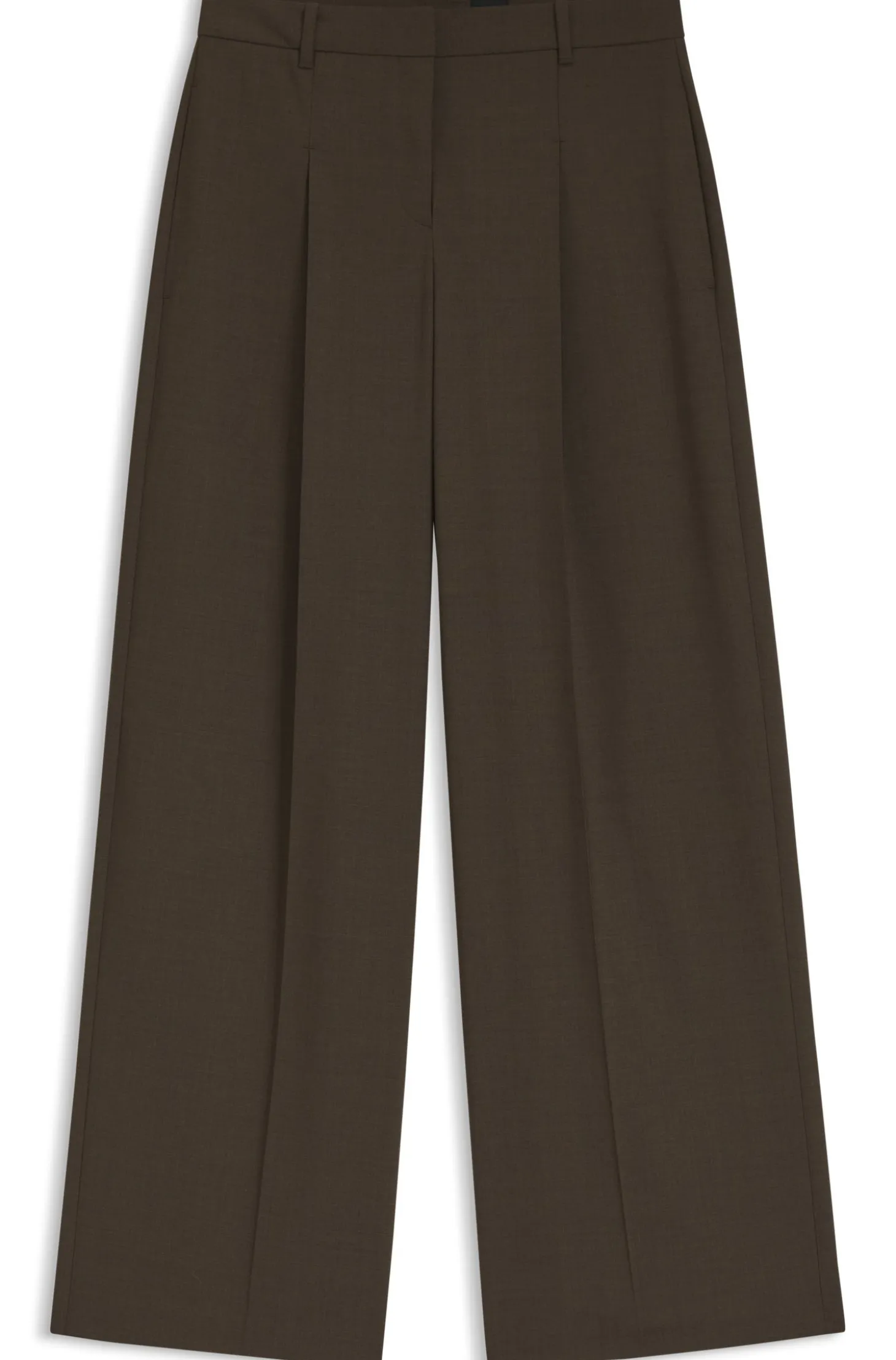 Hose aus Stretch-Gewebe mit weitem Beinverlauf und Bundfalten vorne