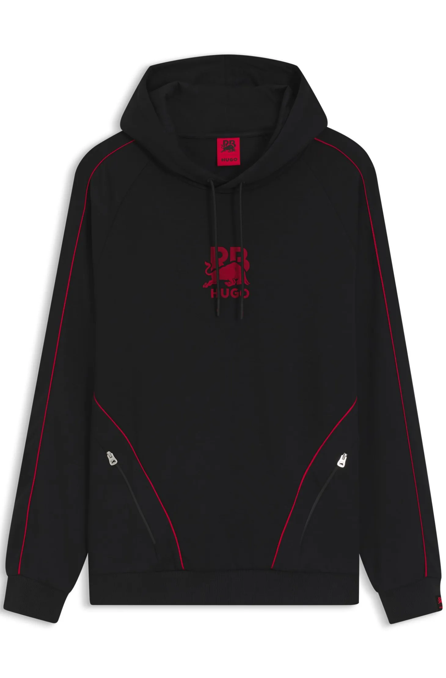 HUGO x RB Hoodie aus Stretch-Baumwolle mit Stier-Motiv