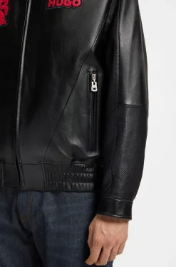 HUGO x RB Lederjacke mit Stier-Motiven