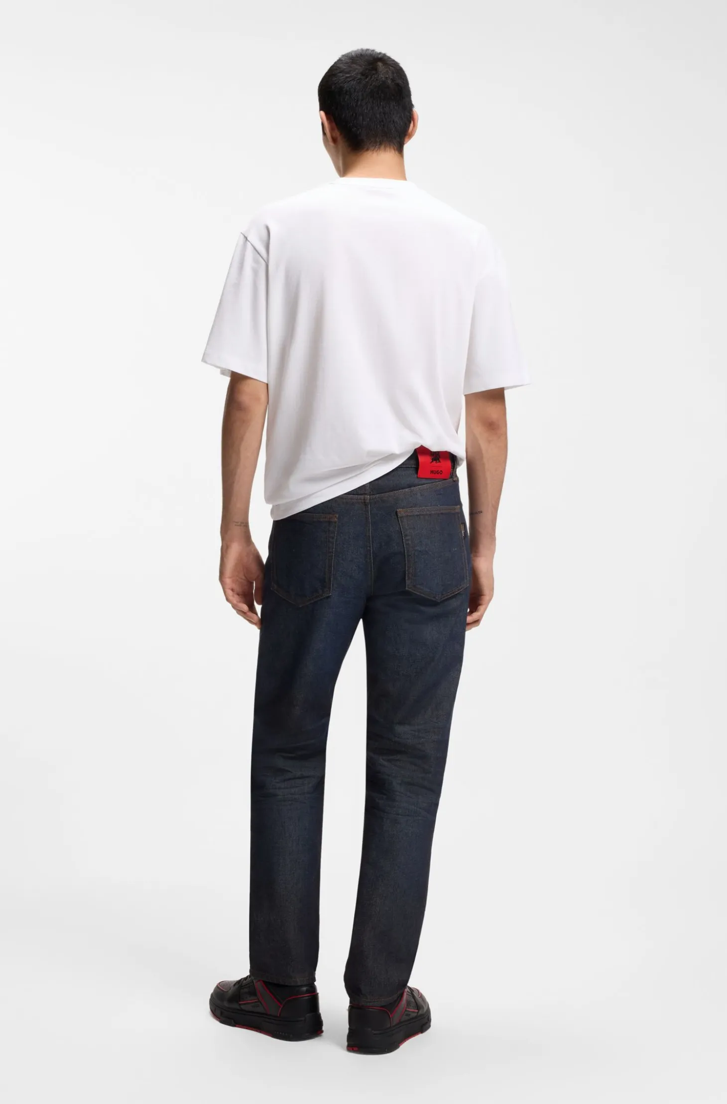 HUGO x RB Regular-Fit Jeans aus blauem Denim