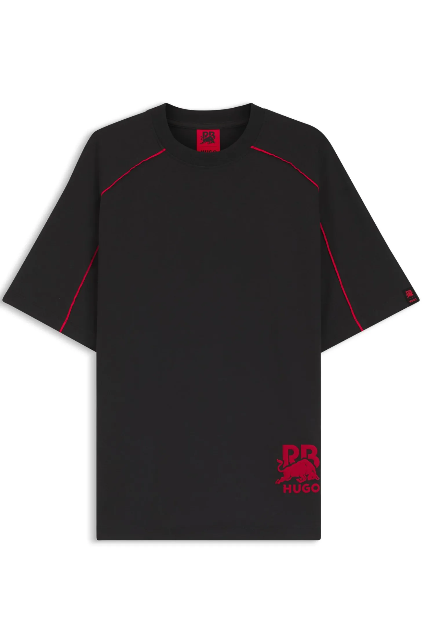 HUGO x RB T-Shirt aus Baumwoll-Mix mit kontrastfarbenen Paspeln