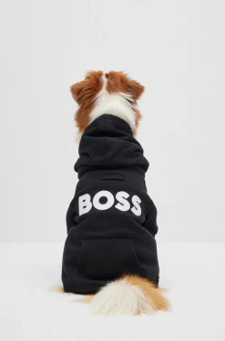 Hunde-Hoodie aus Baumwoll-Mix mit Kontrast-Logo
