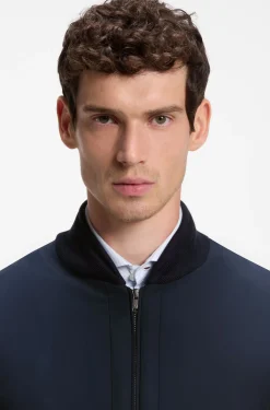 Hybrid-Jacke aus Baumwoll-Strick mit Bomberkragen