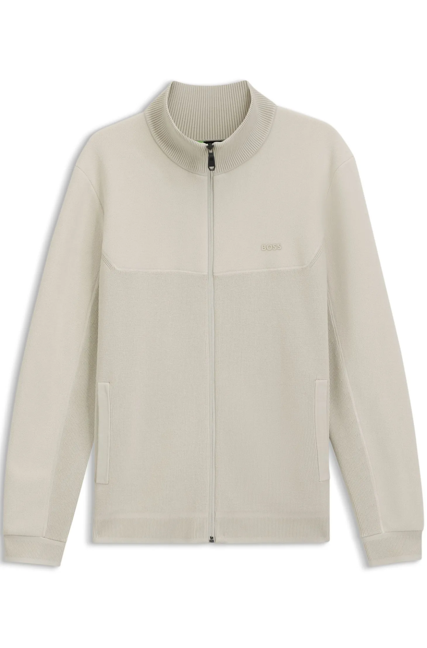 Hybrid-Jacke aus elastischem Gewebe mit Reißverschluss