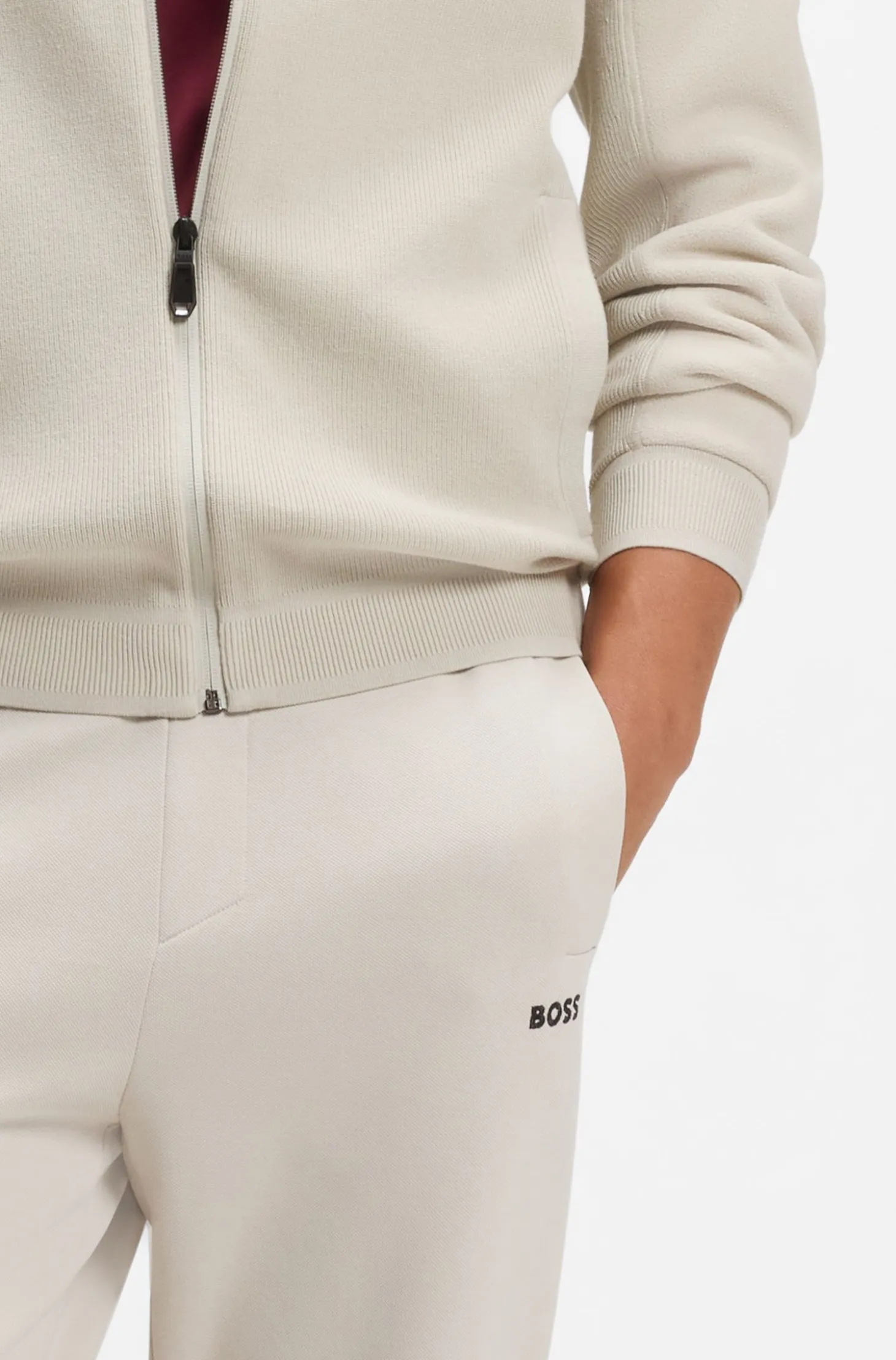 Hybrid-Jacke aus elastischem Gewebe mit Reißverschluss