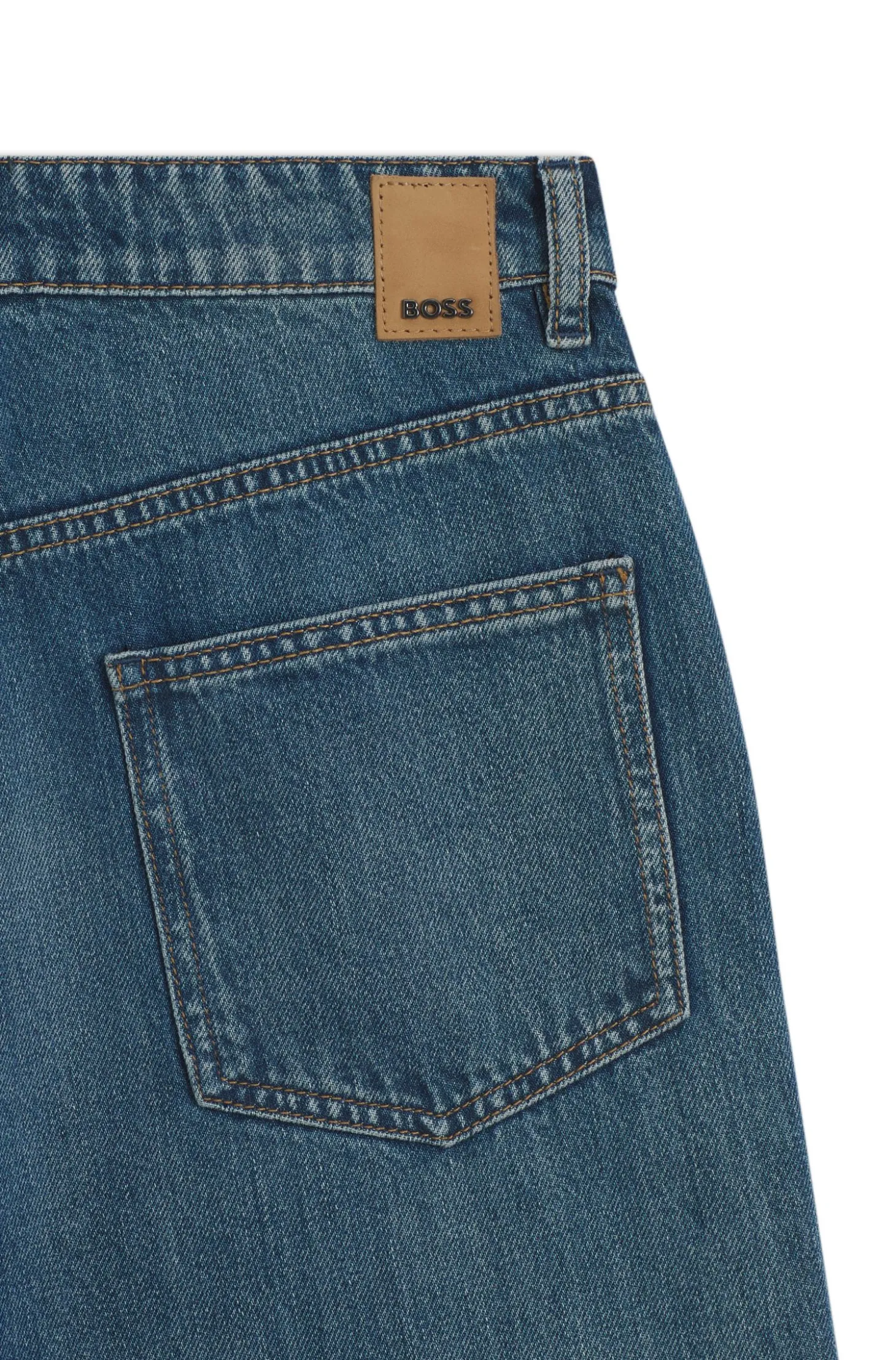Indigoblaue Boyfriend-Fit Jeans aus Baumwollgemisch